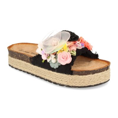 Sandalia con Plataforma de Yute y Adorno de Flores - Imagen 2