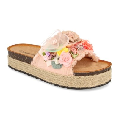 Sandalia con Plataforma de Yute y Adorno de Flores - Imagen 2