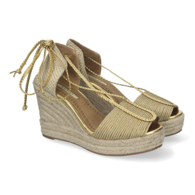 Sandalias de Cuña de Yute para Mujer con Cierre de Cordones