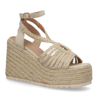 Sandalias de cuña de yute para mujer, diseño elegante y moderno con tiras cruzadas - Imagen 4
