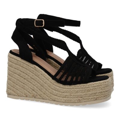 Sandalias de cuña de yute para mujer, diseño elegante y moderno con tiras cruzadas