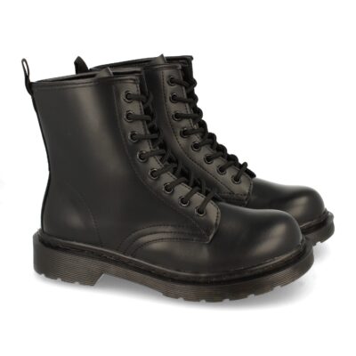 Botin Plano con Cordones y Cremallera