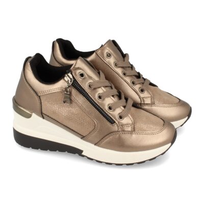 Zapatilla de Cuña con Cremallera y Cordones