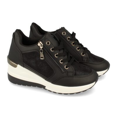 Zapatilla de Cuña con Cremallera y Cordones