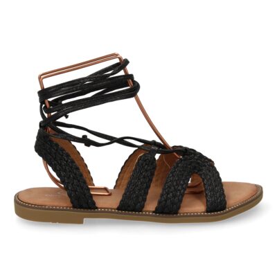 Sandalias planas para mujer, comodas y elegantes, diseño moderno con cordones atados al tobillo - Imagen 2