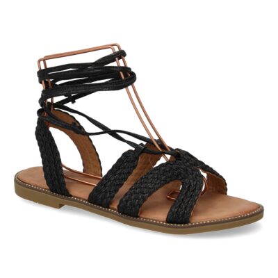 Sandalias planas para mujer, comodas y elegantes, diseño moderno con cordones atados al tobillo - Imagen 3