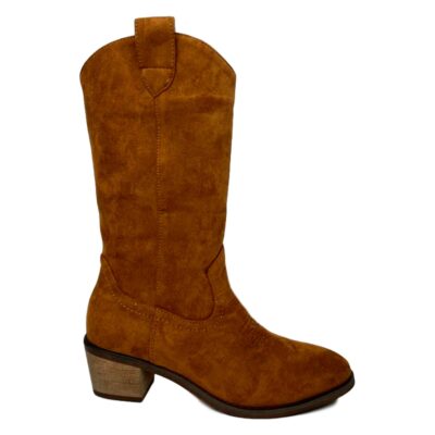 Bota Campera con Tacon Bordado y Cremallera