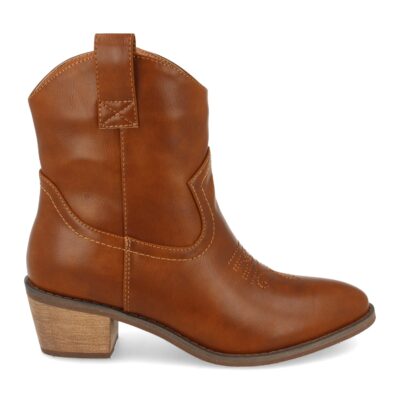 Botin Campero con Tacon Bordado y Cremallera