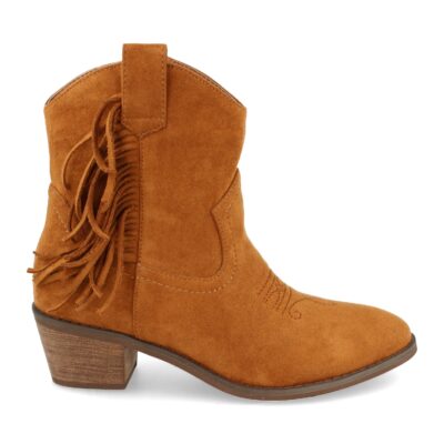 Botin de Tacon con Flecos Bordado y Cremallera