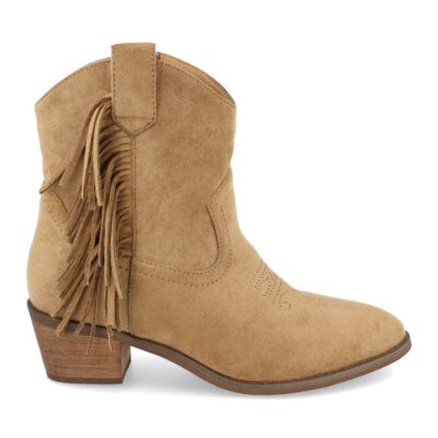Botin de Tacon con Flecos Bordado y Cremallera