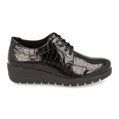 Zapato de Cuña Estampado de Cocodrilo y Cordones