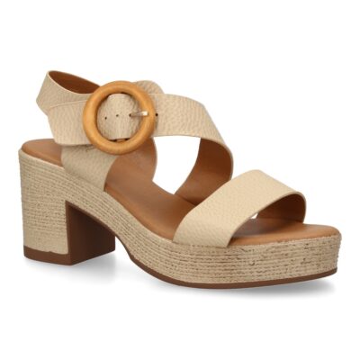 Sandalia de tacon para mujer diseño moderno elegante y comodo con tiras cruzadas en el talon. - Imagen 3