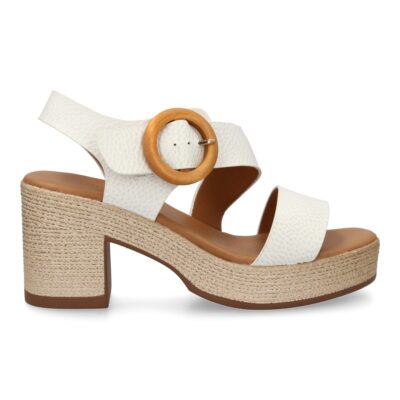 Sandalia de tacon para mujer diseño moderno elegante y comodo con tiras cruzadas en el talon. - Imagen 3