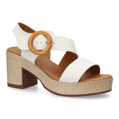 Sandalia de tacon para mujer diseño moderno elegante y comodo con tiras cruzadas en el talon. - Imagen 4
