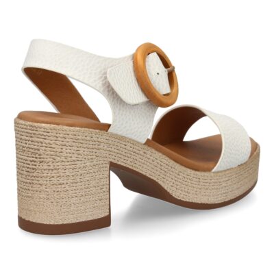 Sandalia de tacon para mujer diseño moderno elegante y comodo con tiras cruzadas en el talon. - Imagen 5
