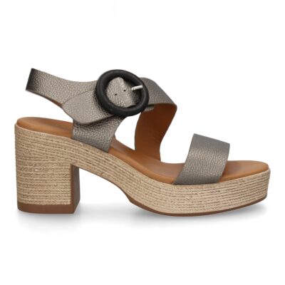 Sandalia de tacon para mujer diseño moderno elegante y comodo con tiras cruzadas en el talon. - Imagen 2