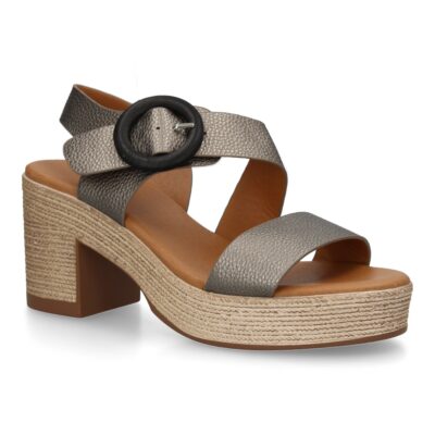 Sandalia de tacon para mujer diseño moderno elegante y comodo con tiras cruzadas en el talon. - Imagen 3
