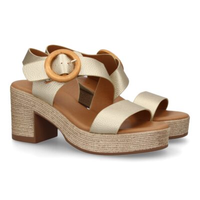 Sandalia de tacon para mujer diseño moderno elegante y comodo con tiras cruzadas en el talon.