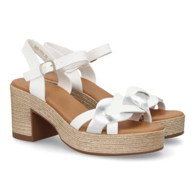 Sandalia de tacon para mujer diseño moderno elegante y comodo con tiras cruzadas en la pala