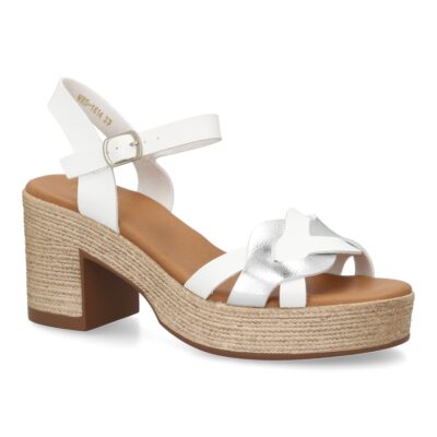 Sandalia de tacon para mujer diseño moderno elegante y comodo con tiras cruzadas en la pala - Imagen 3