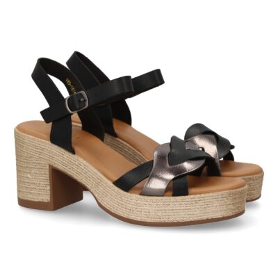 Sandalia de tacon para mujer diseño moderno elegante y comodo con tiras cruzadas en la pala