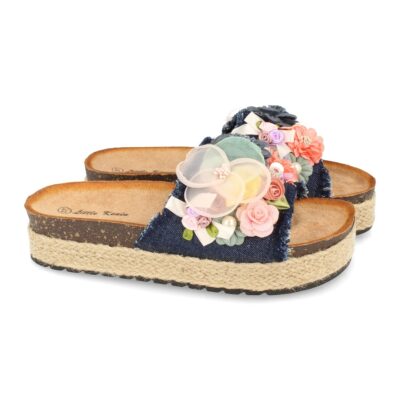 Sandalia con Plataforma de Yute y Adorno de Flores - Imagen 4