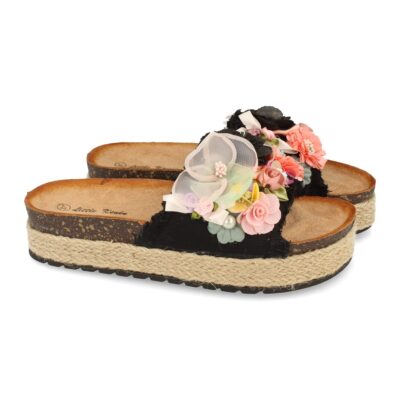 Sandalia con Plataforma de Yute y Adorno de Flores - Imagen 4