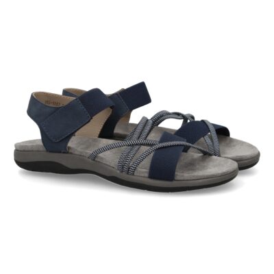 Sandalias planas de mujer diseño moderno, comodas con cierre de velcro y con tiras elasticas cruzadas