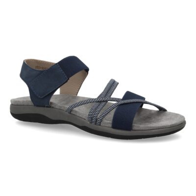 Sandalias planas de mujer diseño moderno, comodas con cierre de velcro y con tiras elasticas cruzadas - Imagen 5