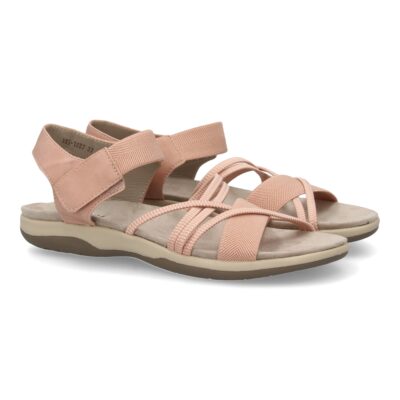 Sandalias planas de mujer diseño moderno, comodas con cierre de velcro y con tiras elasticas cruzadas