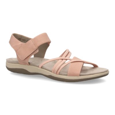 Sandalias planas de mujer diseño moderno, comodas con cierre de velcro y con tiras elasticas cruzadas - Imagen 3