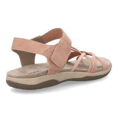Sandalias planas de mujer diseño moderno, comodas con cierre de velcro y con tiras elasticas cruzadas - Imagen 4