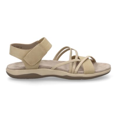 Sandalias planas de mujer diseño moderno, comodas con cierre de velcro y con tiras elasticas cruzadas - Imagen 2