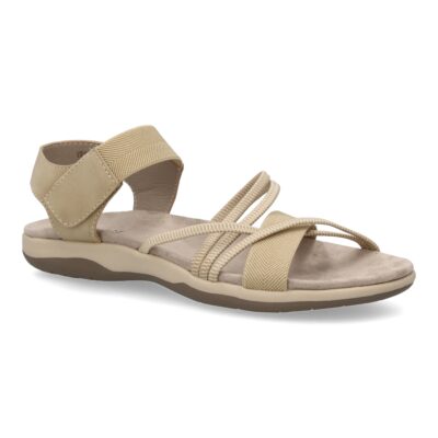 Sandalias planas de mujer diseño moderno, comodas con cierre de velcro y con tiras elasticas cruzadas - Imagen 3