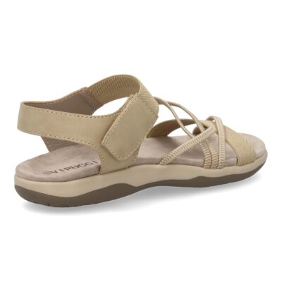 Sandalias planas de mujer diseño moderno, comodas con cierre de velcro y con tiras elasticas cruzadas - Imagen 4