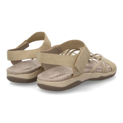 Sandalias planas de mujer diseño moderno, comodas con cierre de velcro y con tiras elasticas cruzadas - Imagen 5