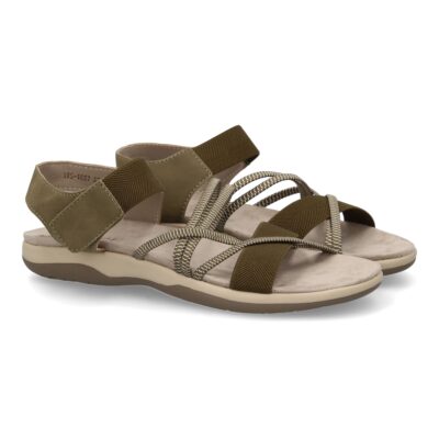 Sandalias planas de mujer diseño moderno, comodas con cierre de velcro y con tiras elasticas cruzadas