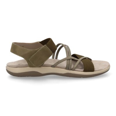 Sandalias planas de mujer diseño moderno, comodas con cierre de velcro y con tiras elasticas cruzadas - Imagen 3
