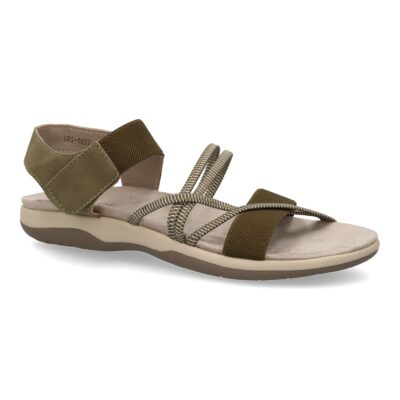 Sandalias planas de mujer diseño moderno, comodas con cierre de velcro y con tiras elasticas cruzadas - Imagen 4