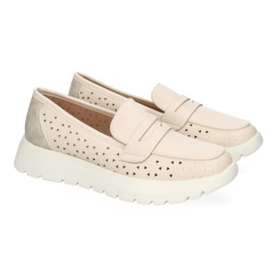 Mocasin Plano de Mujer, Comodo y Ligero, Diseño Calado, Suela Dentada y Adorno en la Pala