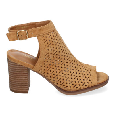 Sandalia de Tacon para Mujer, con Calados y Detalles de Costura, Punta y Talon Abiertos - Imagen 2