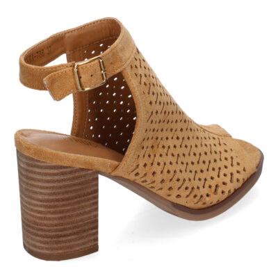Sandalia de Tacon para Mujer, con Calados y Detalles de Costura, Punta y Talon Abiertos - Imagen 4