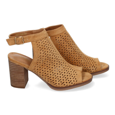 Sandalia de Tacon para Mujer, con Calados y Detalles de Costura, Punta y Talon Abiertos - Imagen 5