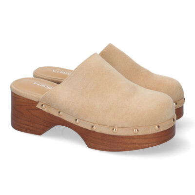 Zueco de Tacón para mujer, cómodo, Diseño imitación Madera