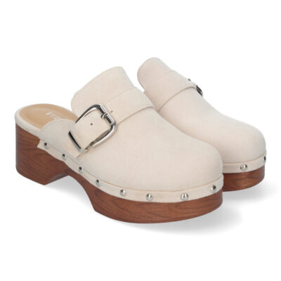 Zueco de Tacón para mujer, cómodo, Diseño imitación Madera
