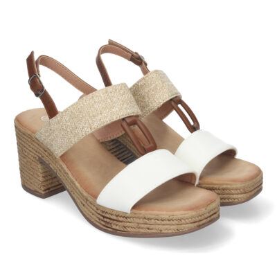 Sandalia de Verano para Mujer, con Tacón Estilizado y Detalles Elegantes