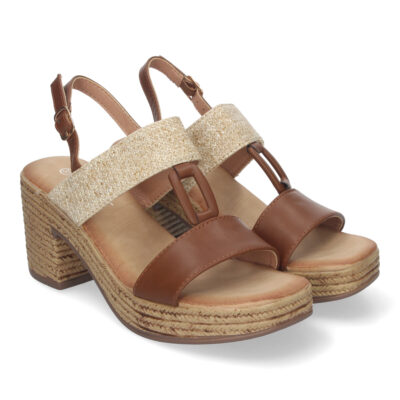 Sandalia de Verano para Mujer, con Tacón Estilizado y Detalles Elegantes