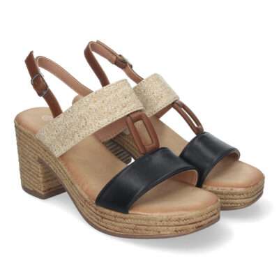 Sandalia de Verano para Mujer, con Tacón Estilizado y Detalles Elegantes