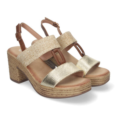 Sandalia de Verano para Mujer, con Tacón Estilizado y Detalles Elegantes