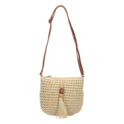Bolso de Hombro Rafia y Cremallera